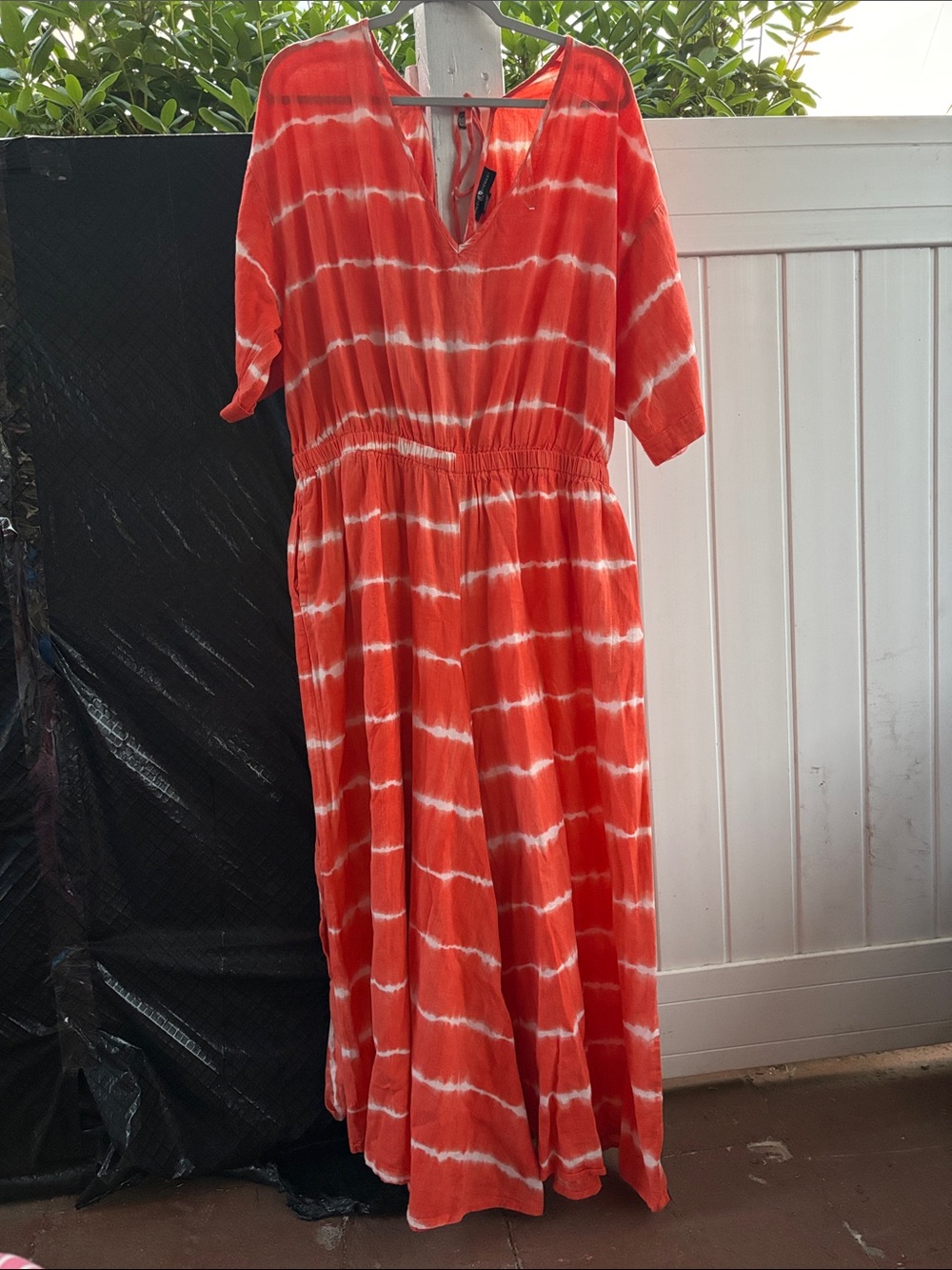 Ashley Stewart Coral and White Tie-Dye Maxi jumper